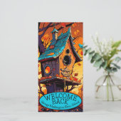 Welkom Terug Leraren Herfst Birdhouse School Huis Kaart (Staand voorkant)