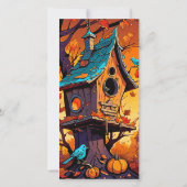 Welkom Terug Leraren Herfst Birdhouse School Huis Kaart (Achterkant)