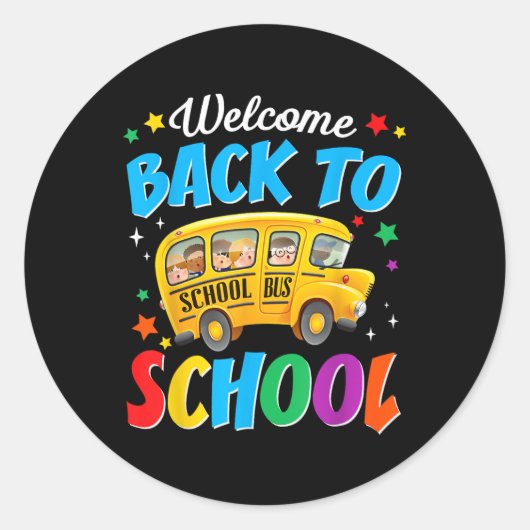 Welkom terug naar de schoolbuschauffeur eerste sch ronde sticker (Voorkant)