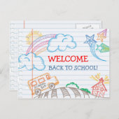 Welkom terug naar het Briefkaart van de School (Voorkant / Achterkant)