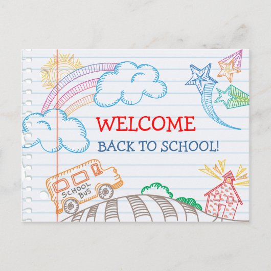 Welkom terug naar het Briefkaart van de School (Voorkant)