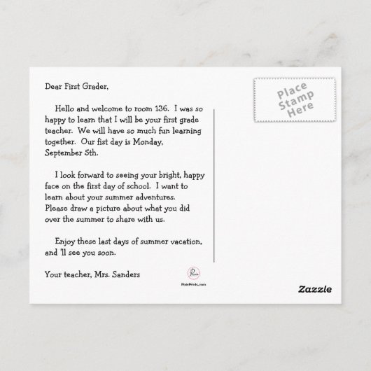 Welkom terug naar het Briefkaart van de School (Achterkant)