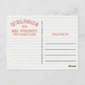 Welkom terug naar het Briefkaart van de School (Achterkant)