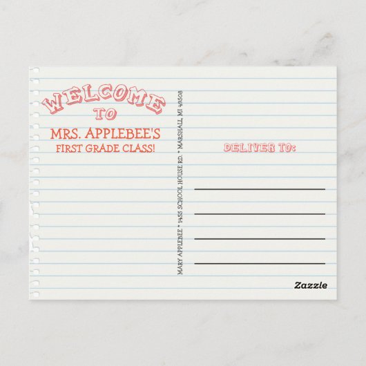 Welkom terug naar het Briefkaart van de School (Achterkant)