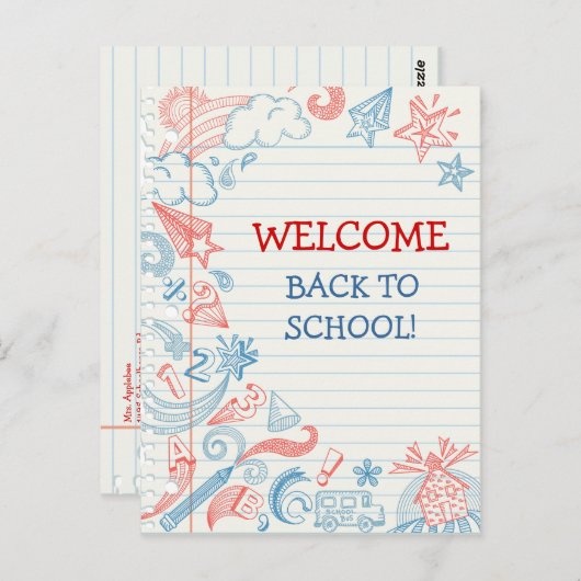 Welkom terug naar het Briefkaart van de School (Voorkant / Achterkant)