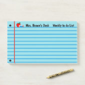 Welkom terug naar het bureau van de leerkracht post-it® notes (Op bureau)