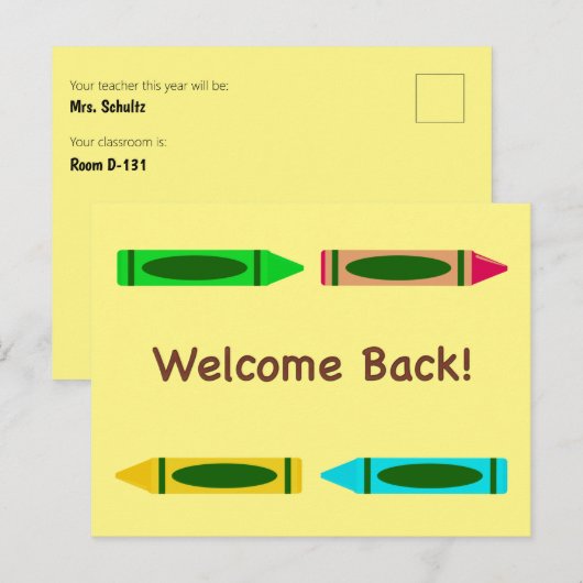Welkom terug naar het vak Aangepaste kleuren schoo Briefkaart (Voorkant / Achterkant)