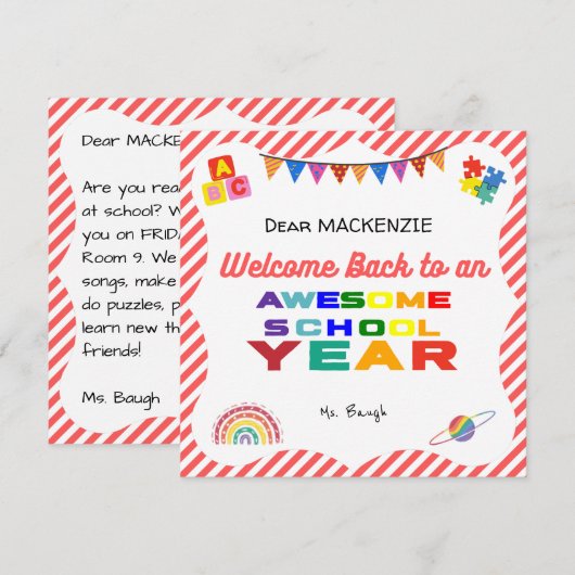 Welkom terug naar Kaart school (Voorkant / Achterkant)