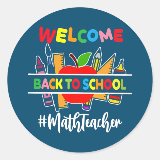 Welkom terug naar leraar Wiskunde school Ronde Sticker (Voorkant)