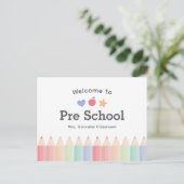 Welkom terug naar Pre-School Ansichtkaart Sjabloon Briefkaart (Staand voorkant)