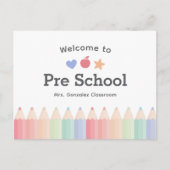 Welkom terug naar Pre-School Ansichtkaart Sjabloon Briefkaart (Voorkant)