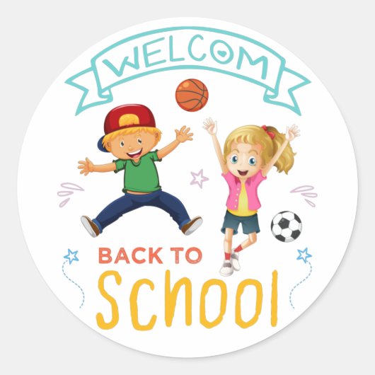 Welkom terug naar school 2022 eerdaagse school ronde sticker (Voorkant)