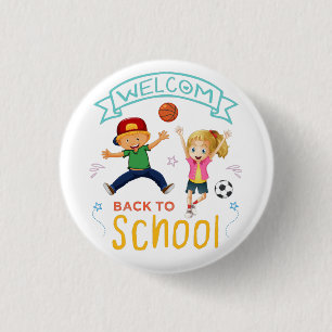 Welkom terug naar school 2022, eerste schooldag ronde button 3,2 cm