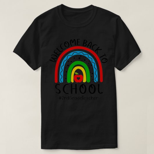 Welkom terug naar school 2e klas leraar regenboog t-shirt (Design voorkant)
