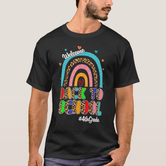 Welkom terug naar school 4e klas leraar regenboog  t-shirt (Voorkant)