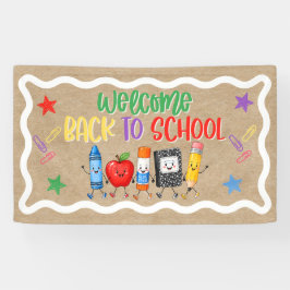 Welkom Terug naar School Ambachtelijke Papieren Ba Spandoek