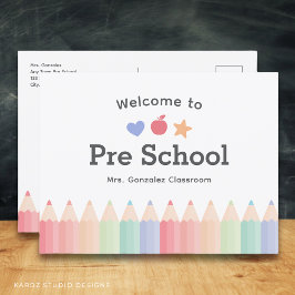 Welkom Terug naar School Ansichtkaart Sjabloon Briefkaart