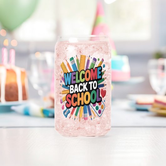 Welkom terug naar school blikvorm glas (Insitu (Verjaardag))