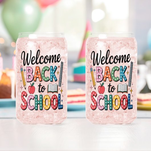 Welkom terug naar school blikvorm glas (Insitu (Verjaardag))