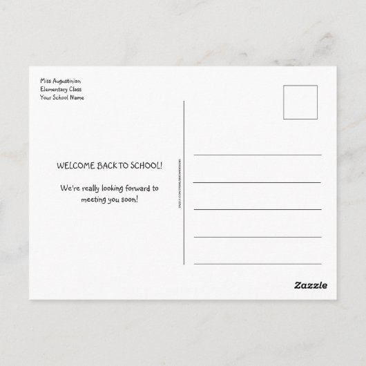 Welkom terug naar SCHOOL Briefkaart (Achterkant)