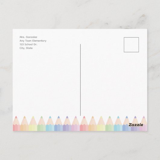 Welkom Terug naar School Briefkaart Sjabloon (Achterkant)