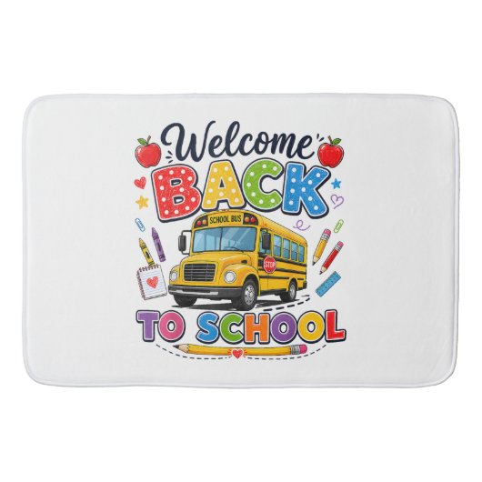 Welkom terug naar school Buschauffeur Eerste Dag Badmat (Voorkant)