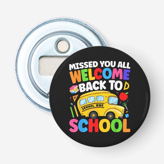 Welkom terug naar school Buschauffeur Eerste Dag Button Flesopener (Voorkant)