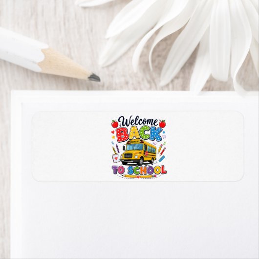 Welkom terug naar school Buschauffeur Eerste Dag Etiket (Insitu)