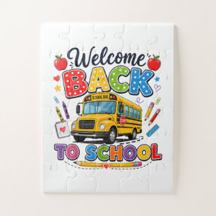 Welkom terug naar school Buschauffeur Eerste Dag Legpuzzel