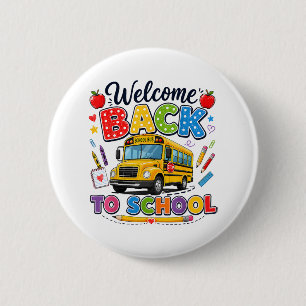 Welkom terug naar school Buschauffeur Eerste Dag Ronde Button 5,7 Cm