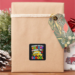 Welkom terug naar school Buschauffeur Eerste Dag Vierkante Sticker