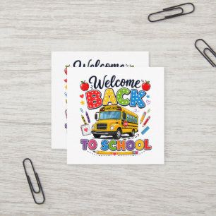 Welkom terug naar school Buschauffeur Eerste Dag Vierkante Visitekaartje