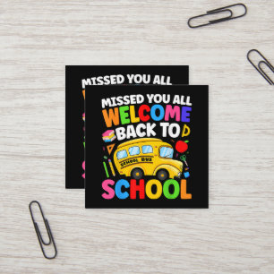 Welkom terug naar school Buschauffeur Eerste Dag Vierkante Visitekaartje