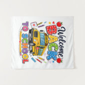 Welkom terug naar school Buschauffeur Eerste Dag Wandkleed (Voorkant (horizontaal))