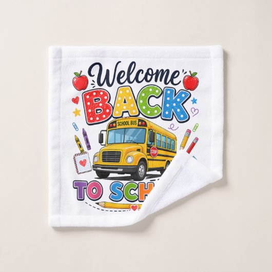 Welkom terug naar school Buschauffeur Eerste Dag Washandje (Wasdoekje)