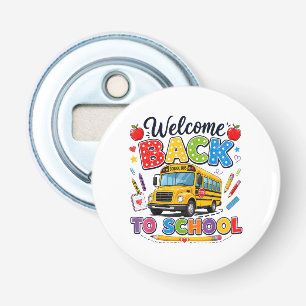 Welkom terug naar school Buschauffeur T-shirts Eer Button Flesopener