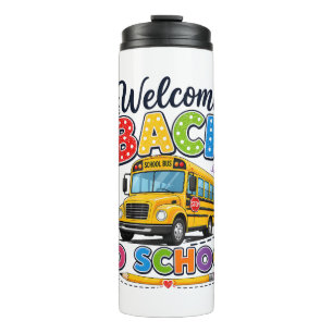 Welkom terug naar school Buschauffeur T-shirts Eer Thermosbeker