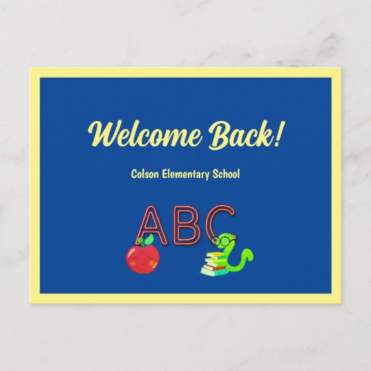 Welkom Terug naar School Custom ABC Bookworm Briefkaart (Voorkant)