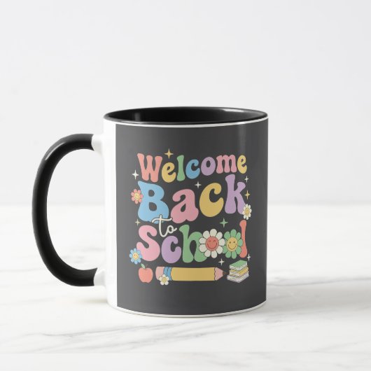Welkom terug naar school eerste schooldag leraar mok (Links)