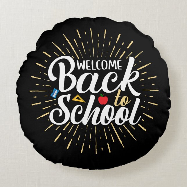Welkom terug naar school eerste schooldag rond kussen (Voorkant)