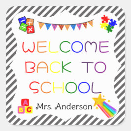 Welkom Terug naar School First Day op School Stick Vierkante Sticker