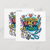Welkom Terug naar School Fun Art Design Kaart (Voorkant / Achterkant)