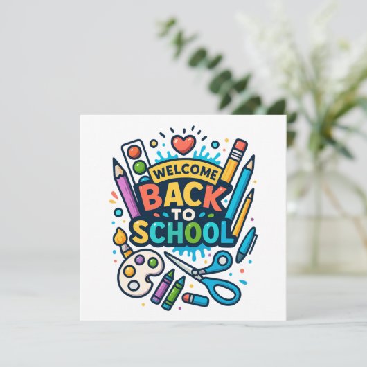 Welkom Terug naar School Fun Art Design Kaart (Staand voorkant)