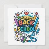 Welkom Terug naar School Fun Art Design Kaart (Achterkant)