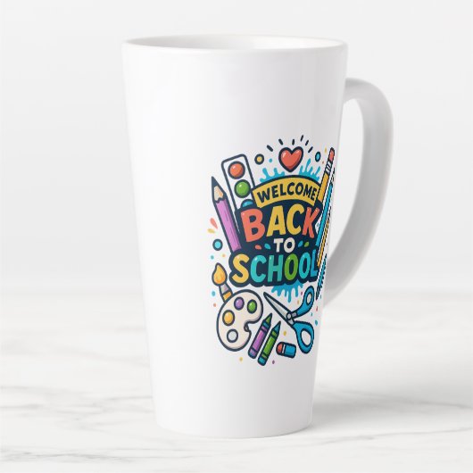 Welkom Terug naar School Fun Art Design Latte Mok (Rechterhoek)