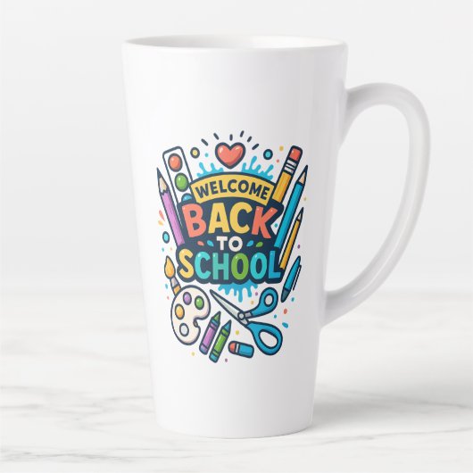 Welkom Terug naar School Fun Art Design Latte Mok (Rechts)