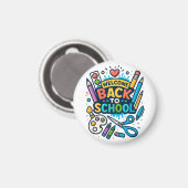 Welkom Terug naar School Fun Art Design Magneet (Voorkant / Achterkant)
