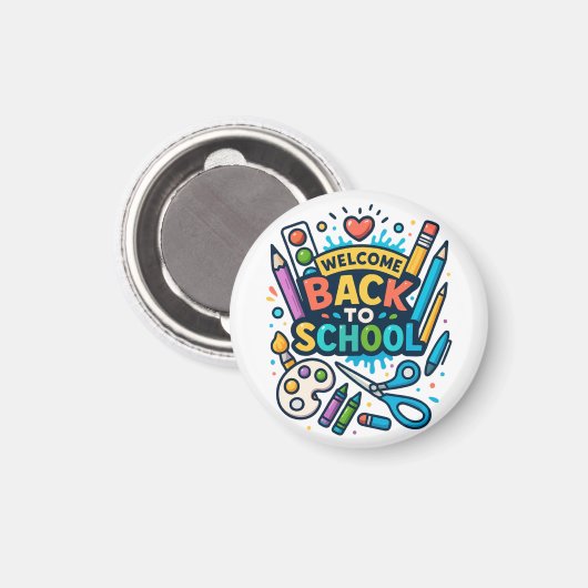 Welkom Terug naar School Fun Art Design Magneet (Voorkant / Achterkant)