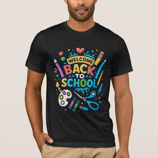 Welkom Terug naar School Fun Art Design T-shirt (Voorkant)
