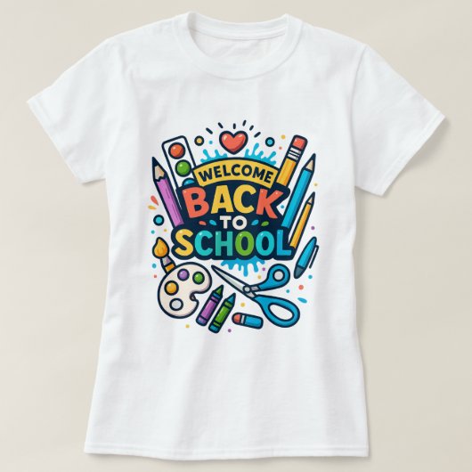 Welkom Terug naar School Fun Art Design T-shirt (Design voorkant)